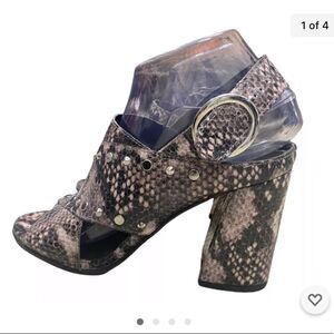 Topshop Women's Sandals 6.5 Nixie Block Heel Black Multi Open Toe Studded